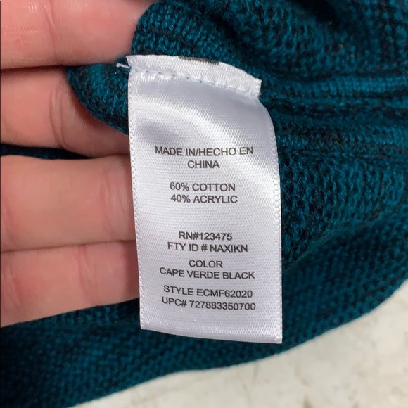 NWT Ellen Tracy Marbled Knit Top Cape Verde Black - Picture 5 of 5